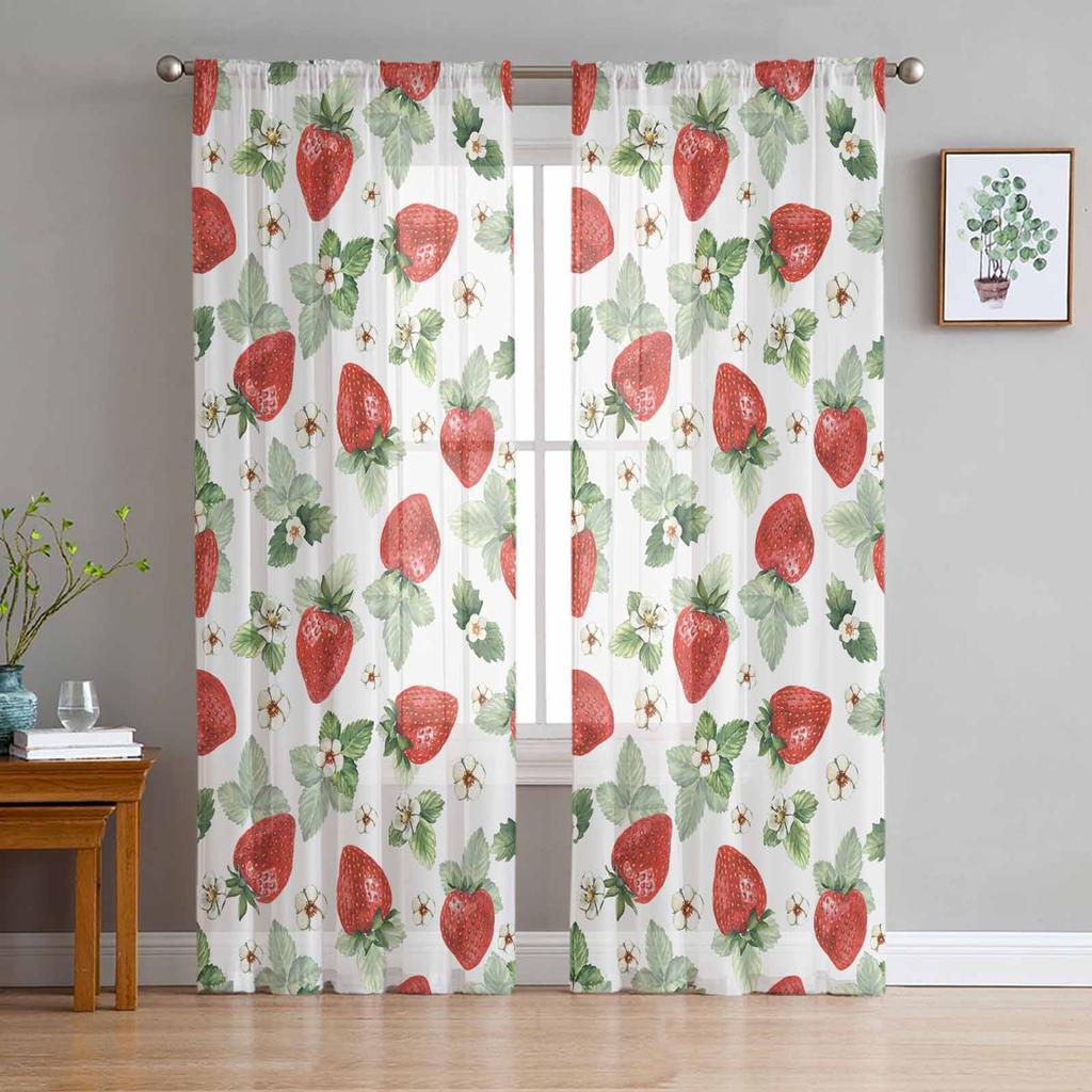 Plant Green Vine Fruit Sheer Curtains for Living Room Decoration Window Curtains for Kitchen Tulle Voile Organza Curtains