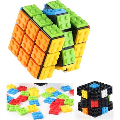 3x3 Brick Speed Cube with Building Blocks, Mini Toy Included, Compatible with Lego Cube, Educational Toy