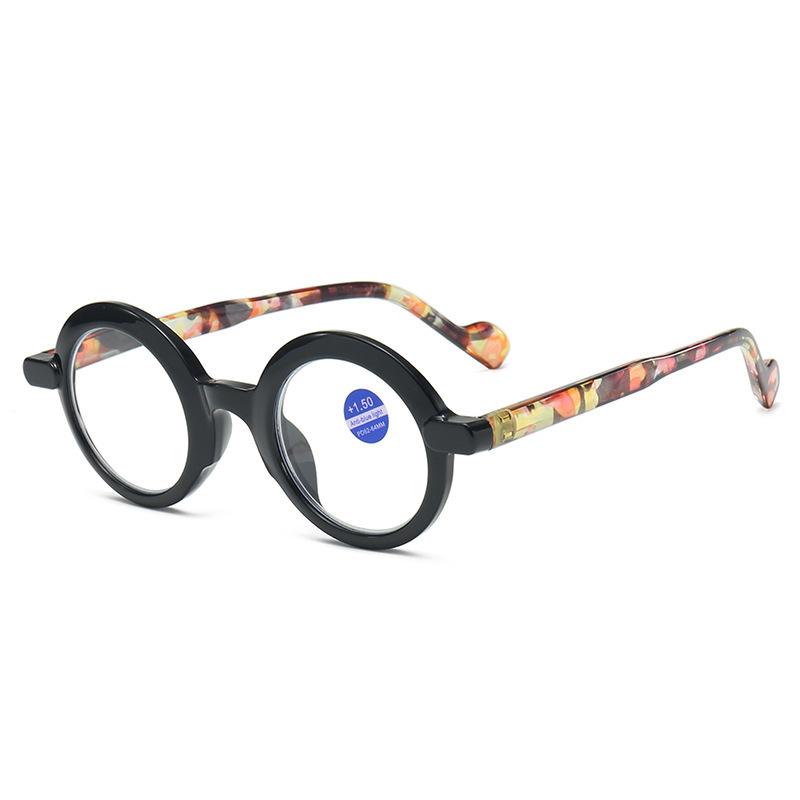 

Round Anti Blue Light Presbyopia Glasses Floral/tortoiseshell Color Spring Eyeglass Leg Metal Hinge Durable Reading Glasses +400 чёрный