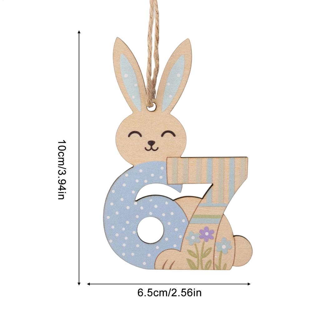 

Bunny Ornament 67 Number Wooden Cute Spring Decoration Easter Hangable Decor For Party Wall Holiday Home Kitchen Outdoor Garden