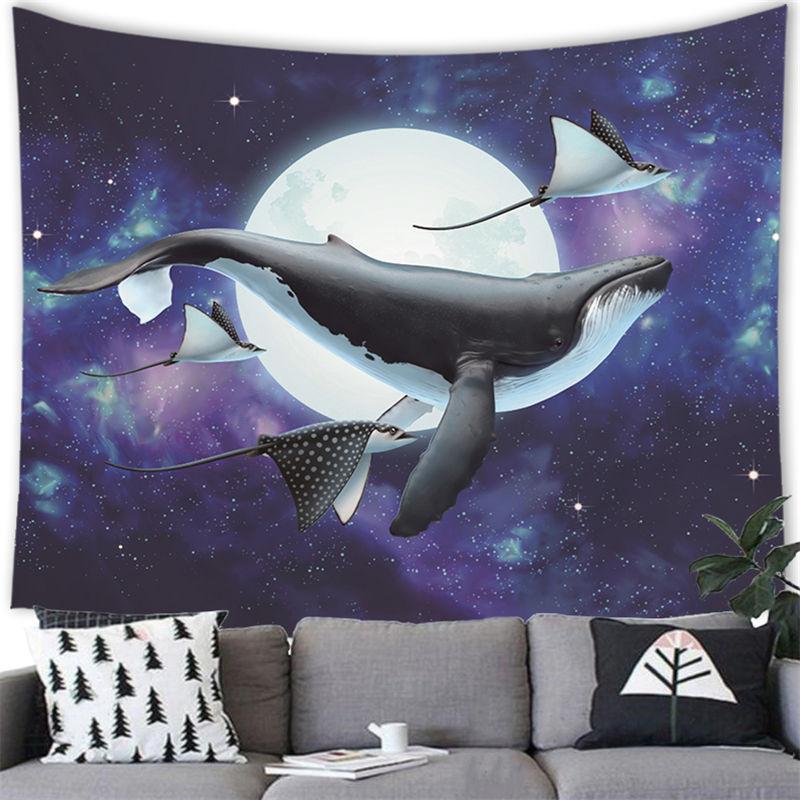 Cartoon Sea Whale Tapestry Wall Hanging Whale Tapestry Home Living Room Bedroom Decoration Background