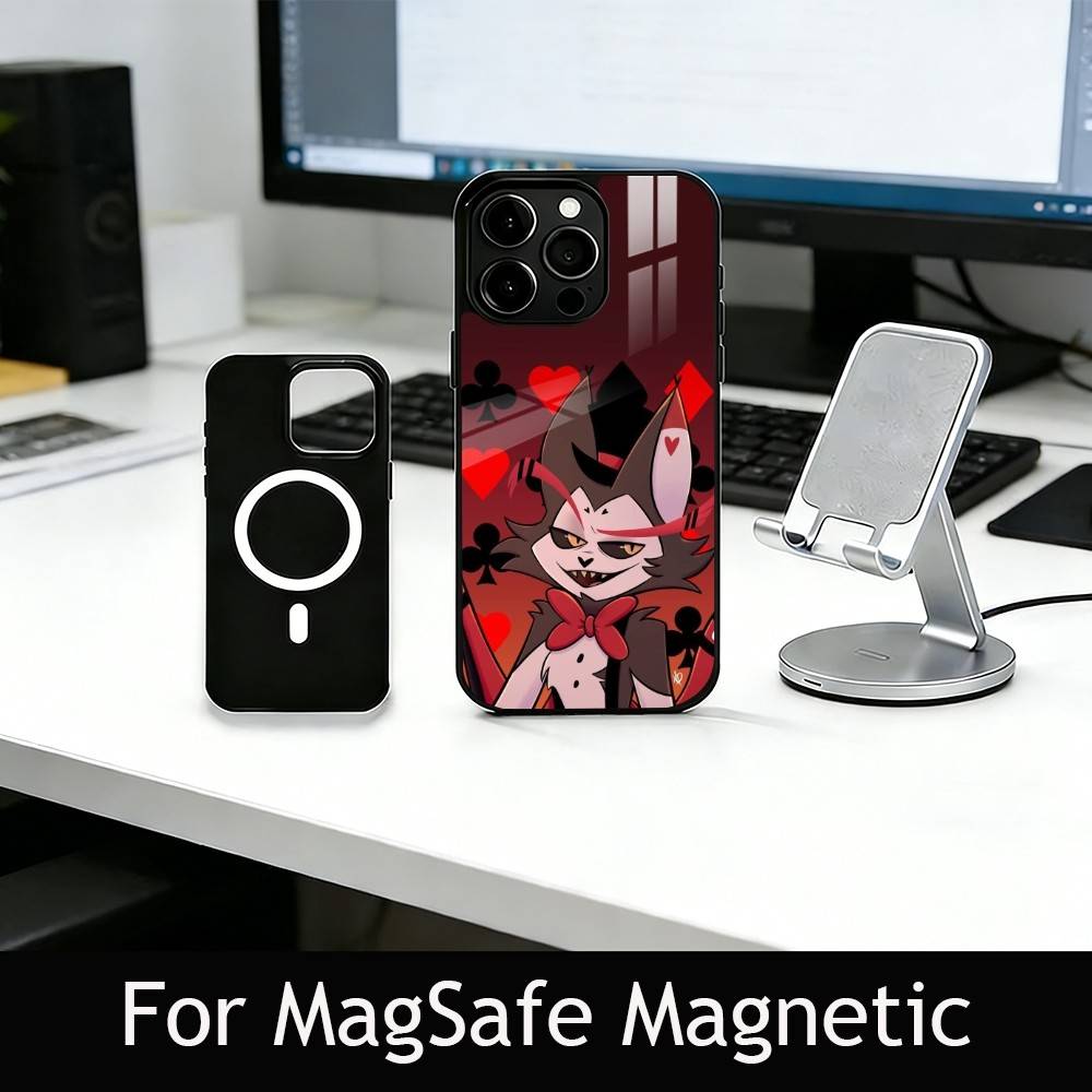 H-Hazbin H-Husk Telefoonhoesje Voor iPhone17,16,15,14,13,12,11 Plus,Pro Magnetisch Voor Magsafe Draadloos Opladen
