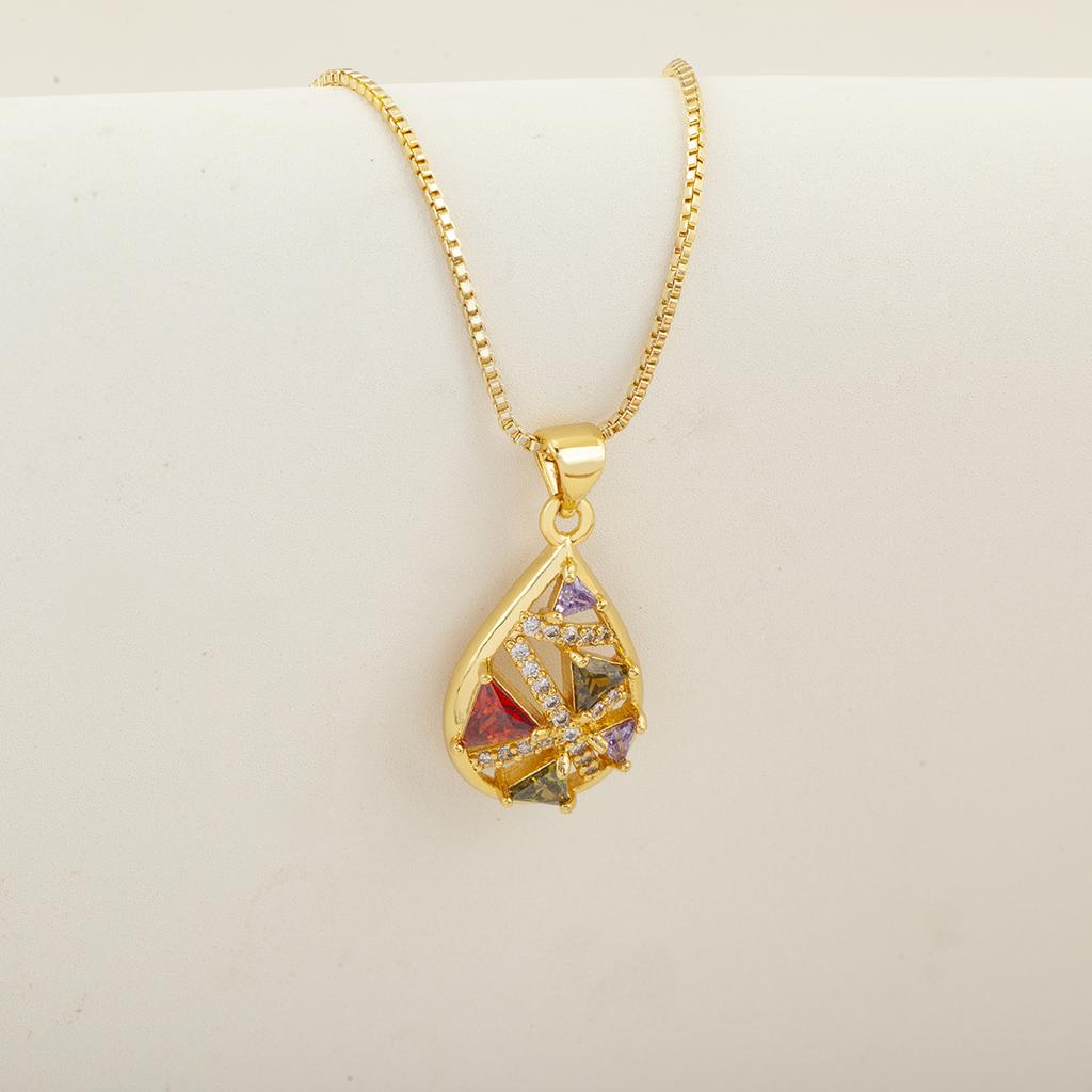 Nidin Hochwertige Wassertropfenform Glänzender Kristall Zirkon Anhänger Halskette Für Frauen Damen Zart Modeschmuck Zubehör