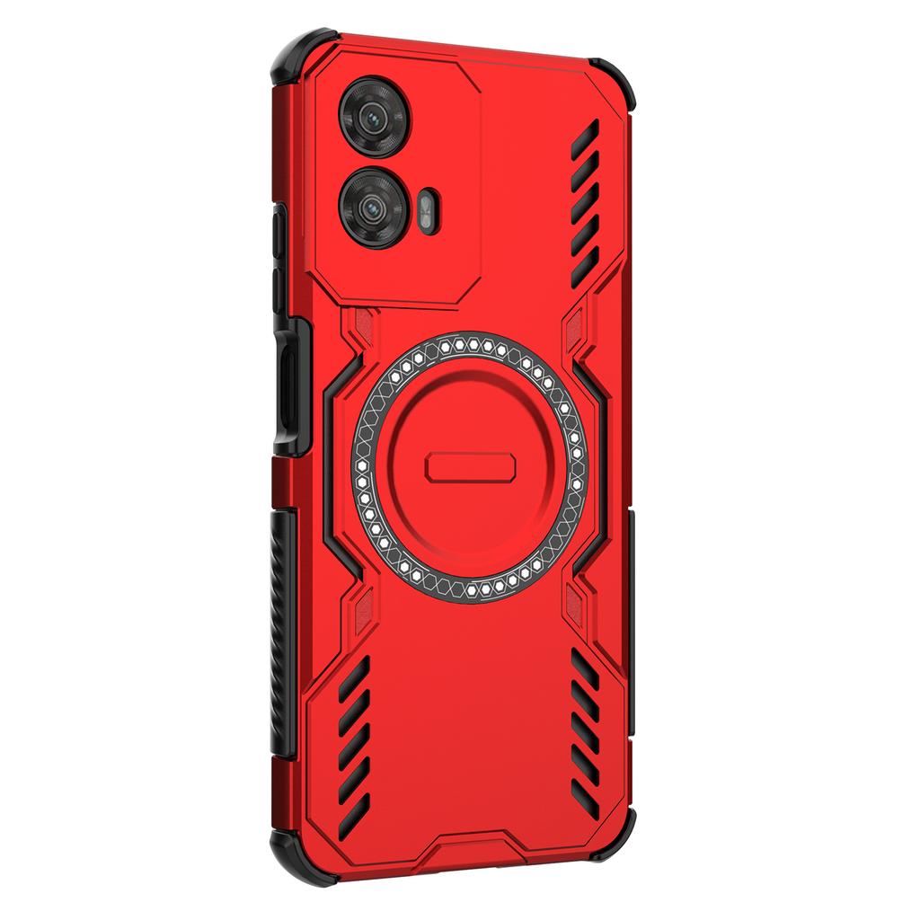 For Motorola Moto G34 5G Magnetic Case Butterfly Armor Hollow Heat Dissipation PC+TPU Phone Cover