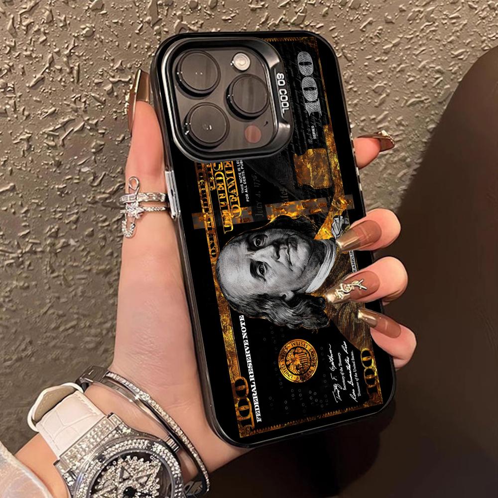 USD Dollar Translucent Mobile Phone Case for iPhone 17 16 15 14 13 12 11 X XR XS Air Pro Max Plus Colorful Cover