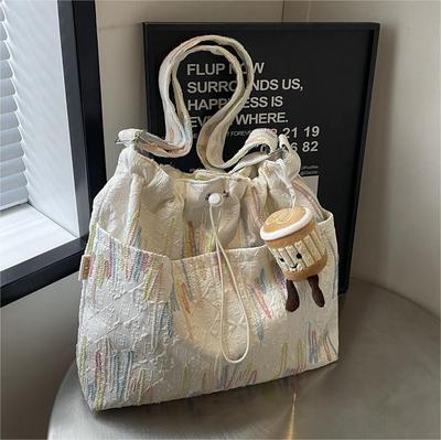 Premium Freizeit Pendler Canvas Tasche Damen Tasche, Beliebt im Sommer, Großvolumige Bündel Eimer Tasche
