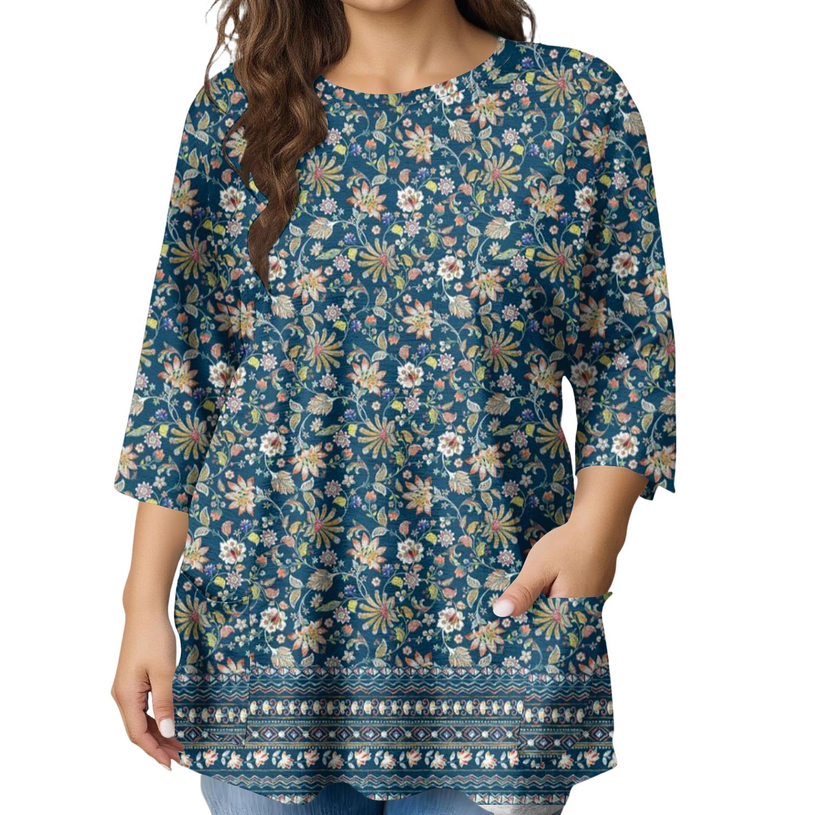 

Женская модная блузка большого размера с принтом и коротким рукавом для элегантных поездок на работу и повседневной носки XXL