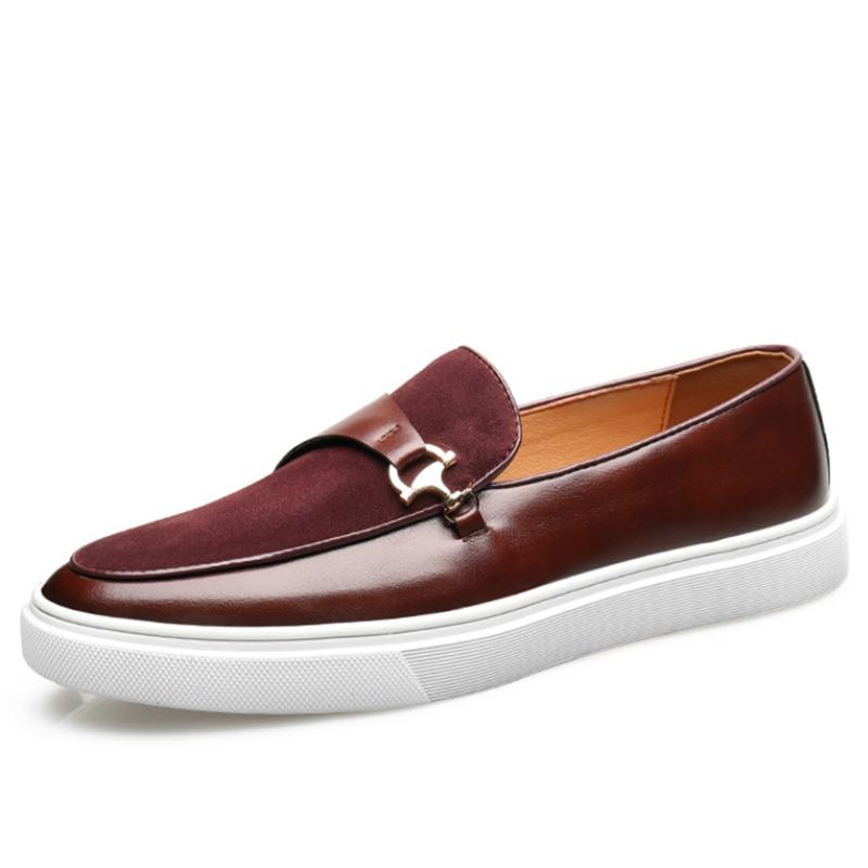 New Leather Men Casual Shoes Breathable Business Office Shoes for Men Driving Luxury Brand Slip-On Suede Gentleman Leather Shoes