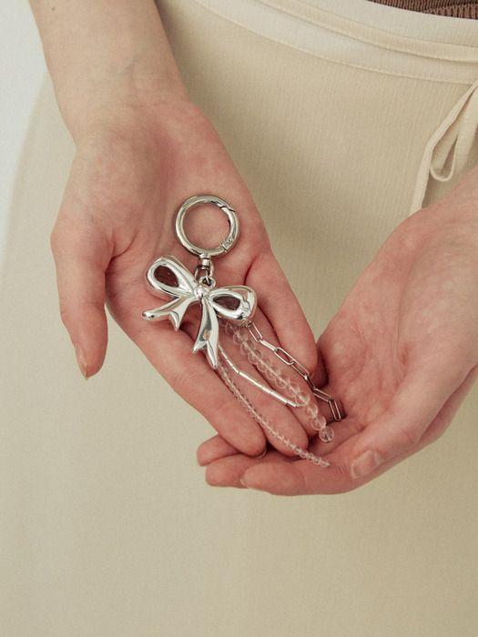 ADAUL Metal ribbon glass keyring - silver