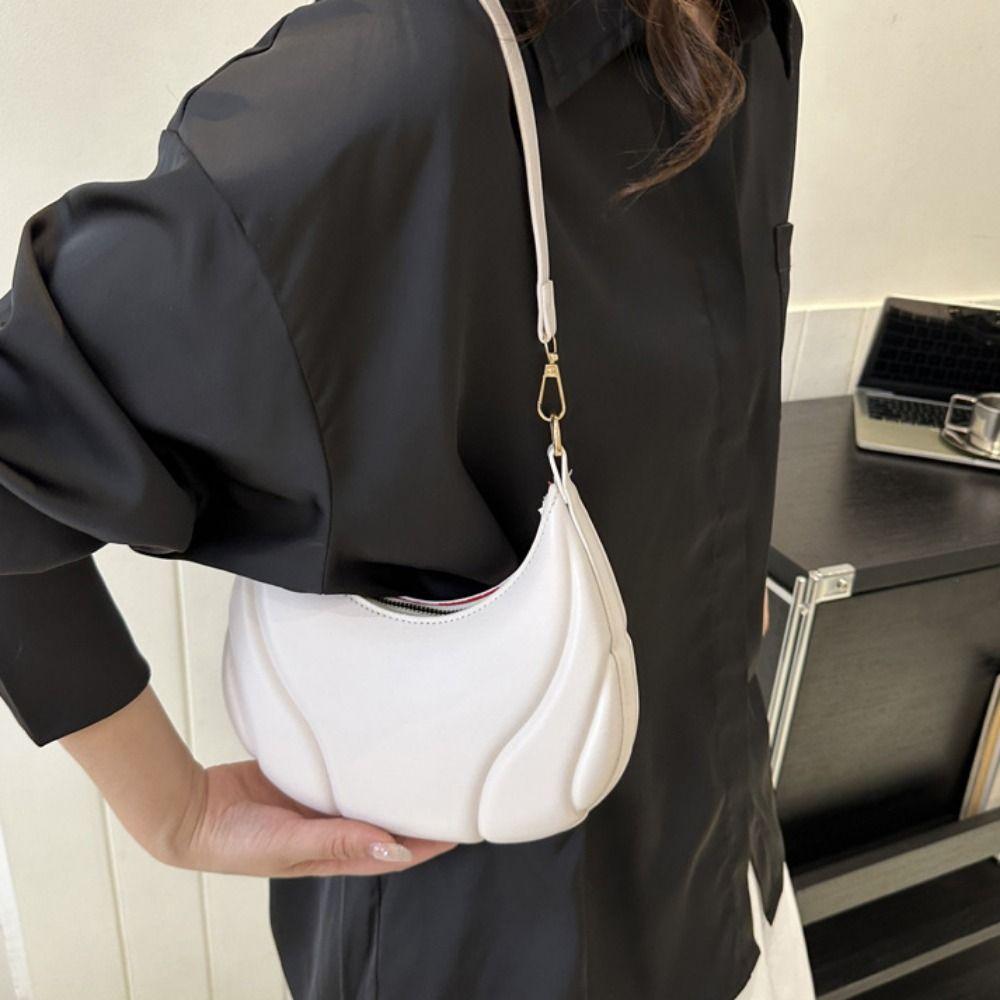 Casual Crescent Bag Tote Underarm Bag Fashionable Pu Leather Handbag  Travel