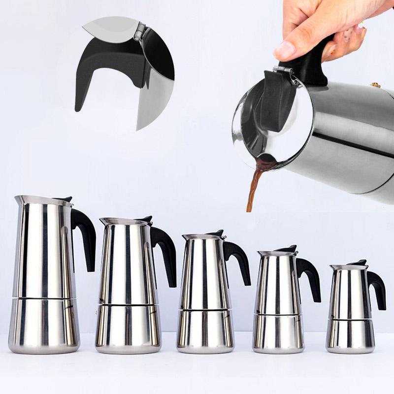 2/4/6/9/12 Cups Coffee Pot Mocha Espresso Latte Stovetop Filter Stainless Steel For Kitchen Moka Coffee Maker Coffee Maker Pot