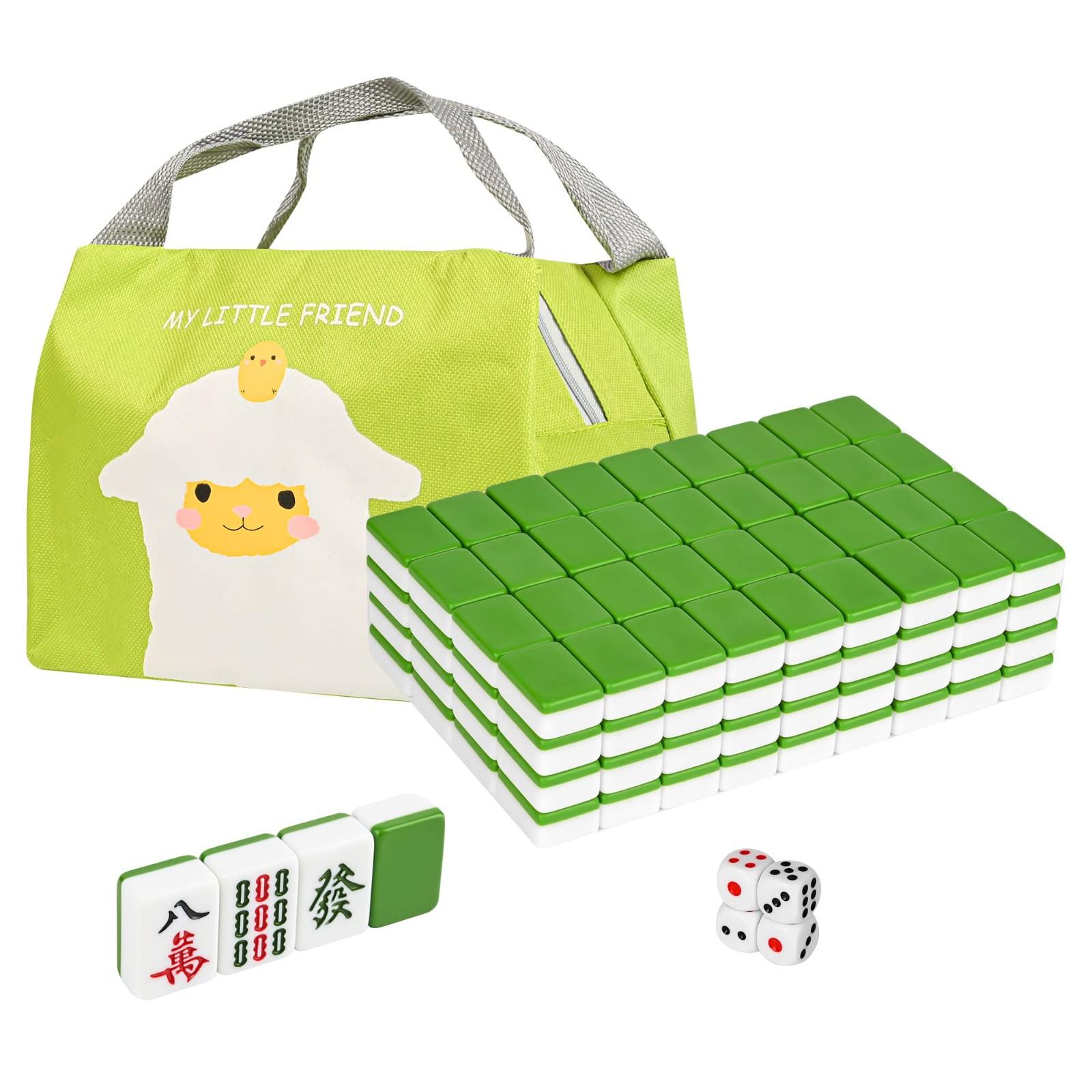 

Традиционный китайский набор для игры в маджонг, 144 плитки, с переносной сумочкой, размер плитки - 2,4 * 1,5 * 1,1 см One Size зелёный