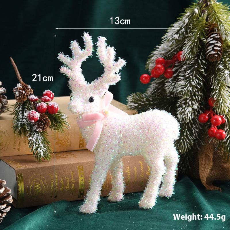 1pcs Christmas Reindeer Deer Ornaments Decorations House Tabletop Decor Hanging Baubles Flocking Mini Deer Pendant Elk Cloth
