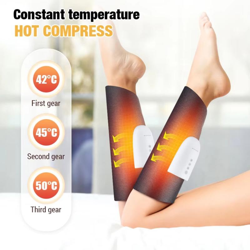 Cordless Rechargeable EMS Microcurrent Calf Massage Belt Heating Vibration Air Compression Leg Massager