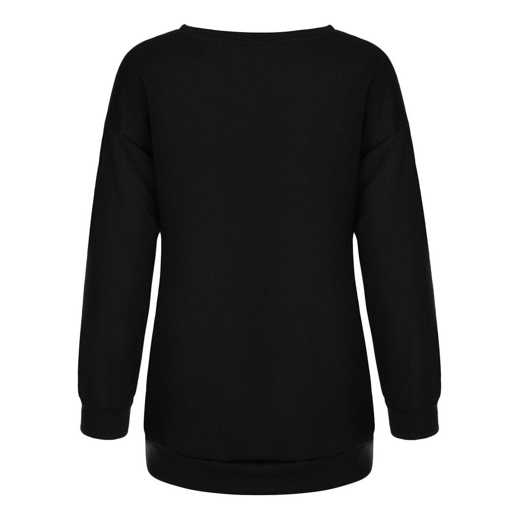 Women's Fashion Casual Christmas Print Round Neck Sweater Loose Sports Tops Pullover
