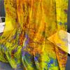 Yellow imitation silk temperament large shawl soft yarn scarf women's large size pattern scarf silk scarf commuter sun protection light luxury
