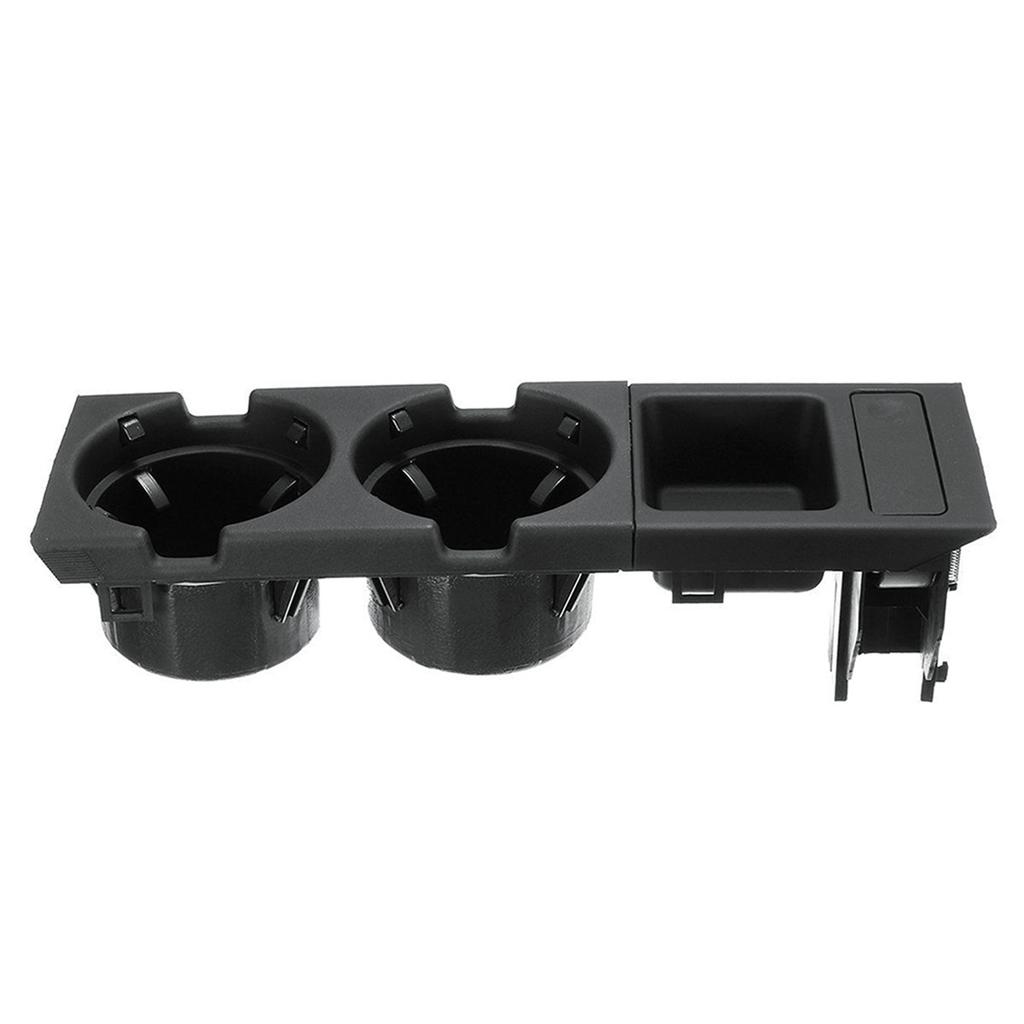 Car Front Center Console Drink Cup Holder + Coin Holder Tray for BMW 3Series E46 1998 2004 Black