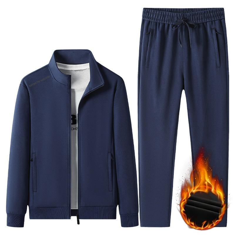 Men's Cotton Tracksuits 2 Piece Set Men Sets Outwear Jacket+Sweatpant Autumn Winter Homme Suit Men Running Fitness Suit