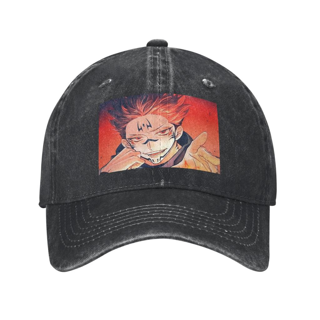 Sukuna RyoUnisex - Jujutsu Kaisen Washed Denim Cap Casual Baseball Caps Adjustable Hat Summer Unisex Baseball Hats