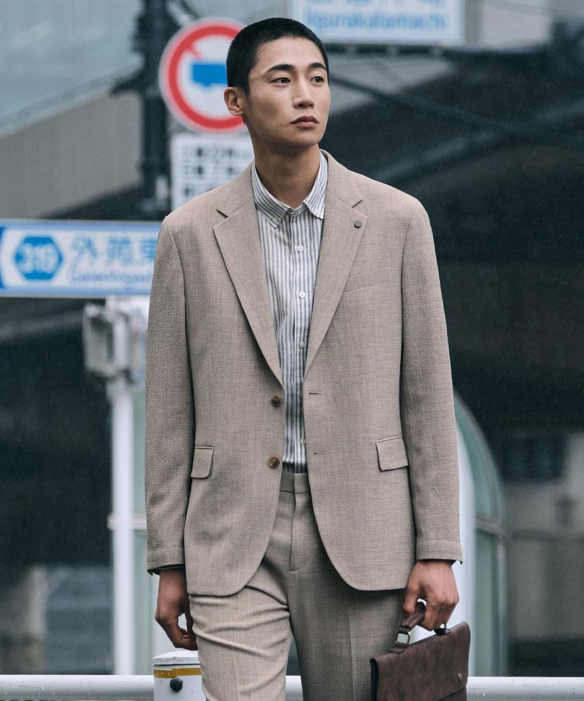 Stco [Summer Setup] Two-Tone Texture Lightweight Setup Set_Beige (Relaxed Fit)_Sejvb05Set