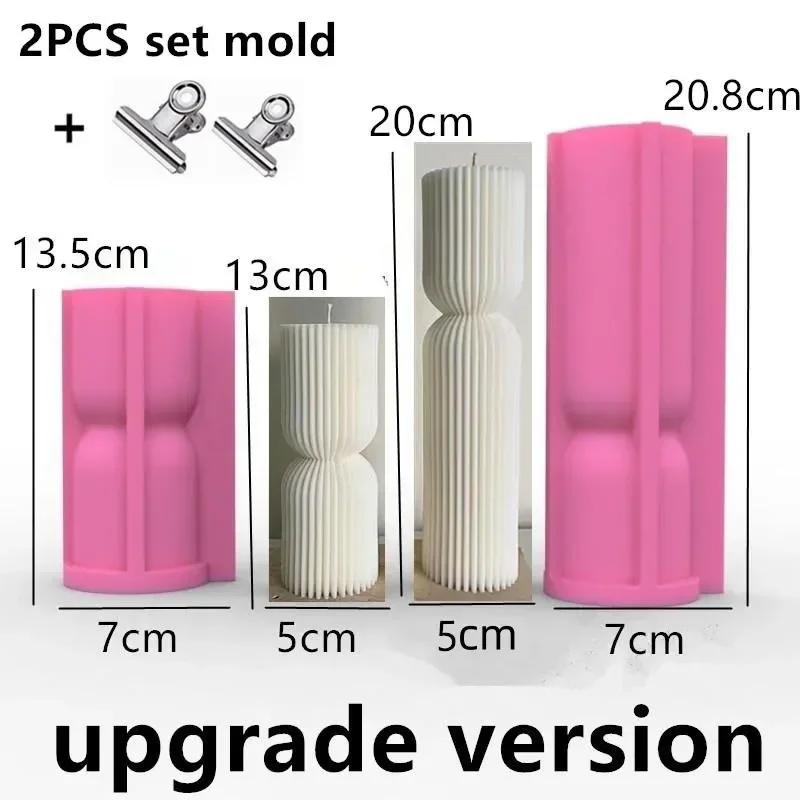 DIY New Cylindrical Tall Twirl Pillar Candle Mold Ribbed Aesthetic Twist Swirl Silicone Mould Geometric Striped Soy Wax Mold