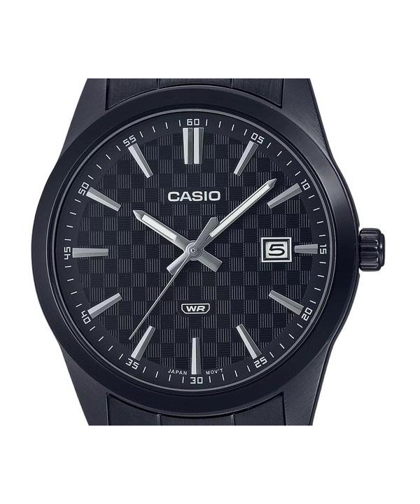 Casio Standardní analogové černé iontově pokovené nerezové černé ciferník Quartz MTP-VD03B-1A pánské hodinky