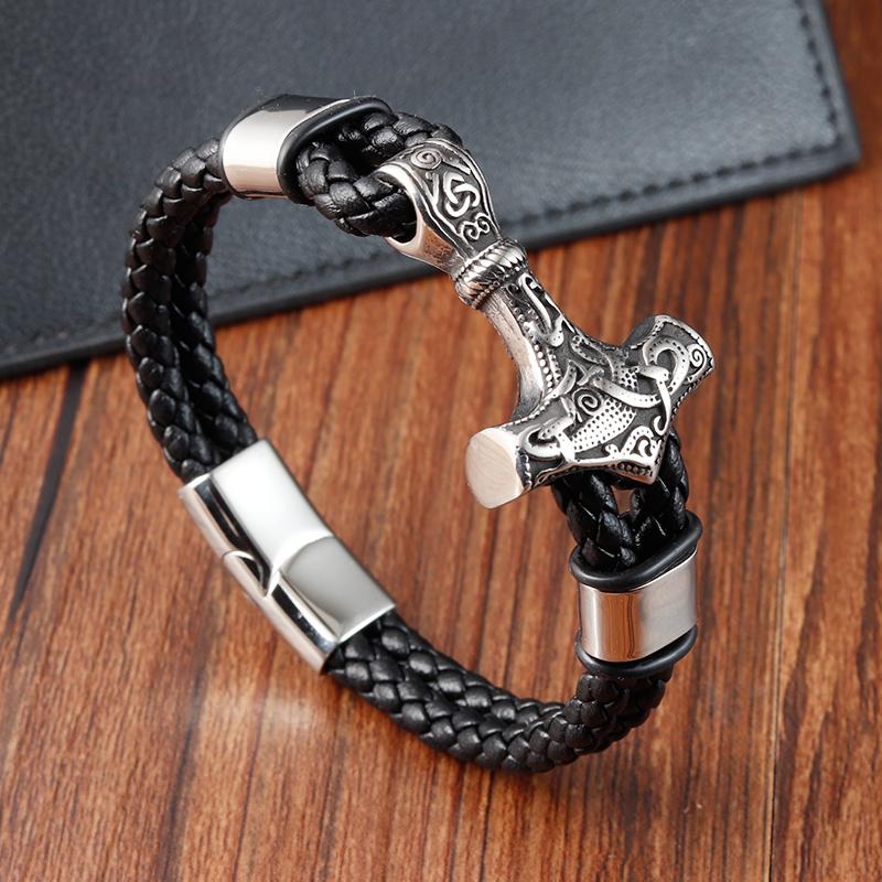 

Luxury Punk Stainless Steel Chain Combination Leather Bracelet Multi-layer Accessories Men Bracelet Collection Gift 21cm