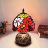 New Hui Jing Tiffany-Style Retro Glass Decorative Desk Lamp with Wireless Switch for Living Rooms