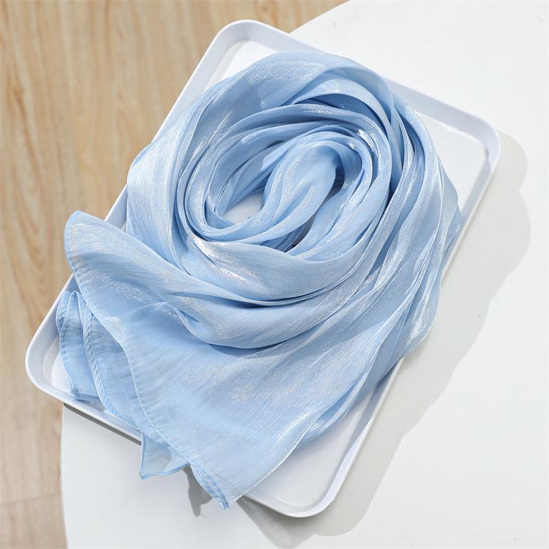 2025 Frühling/Sommer Damen Seidenschal: Leichter, einfarbiger Sonnenschutzschal