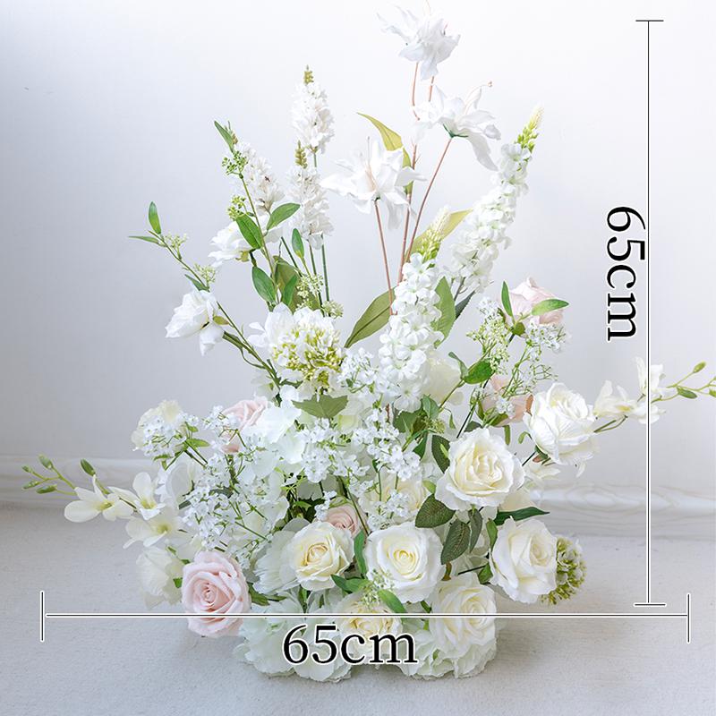 White Wedding Floral Art Wall Hanging Decoration - Artificial Flowers for Outdoor Event and Ceremony Background Arrangement