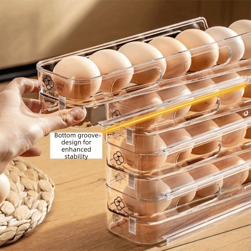 2PCS Plastic Automatic Slide Egg Storage Box Stackable Eggs Holder  for Kitchen