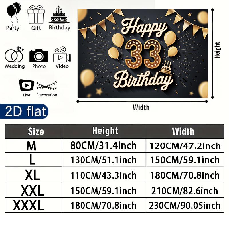 1pc Birthday & Wedding 33rd Number Elegant Hanging Banner