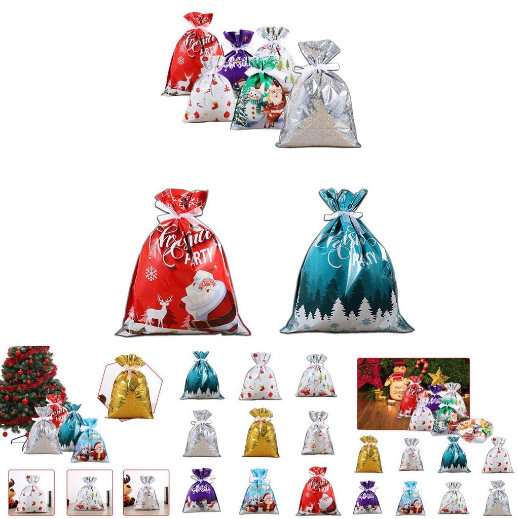 Adorable Large Christmas Gift Bag Set With Ribbon Perfect For Holiday Candy Storage And Wrapping Needs
