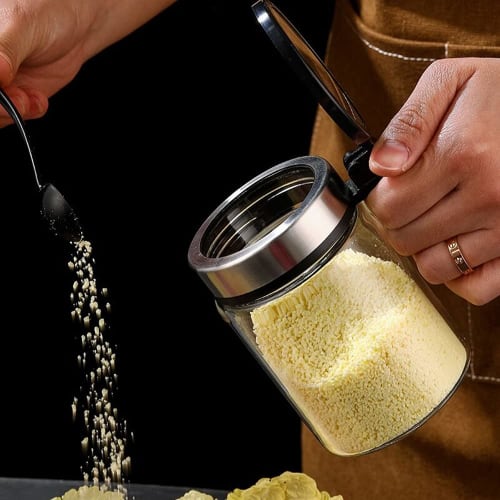 Huiyu Salt and Sugar Containers, Spice Bottles, Seasoning Containers, Sugar Shakers, 300ml, Set of 3