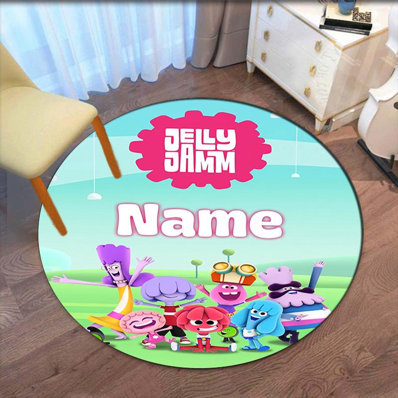 Custom Name Jelly Jamm Printed Round Rug Carpet Chair Rug Area Rug Entryway Doormats,for Office Chair Living Room Bedroom Kitchen Room.