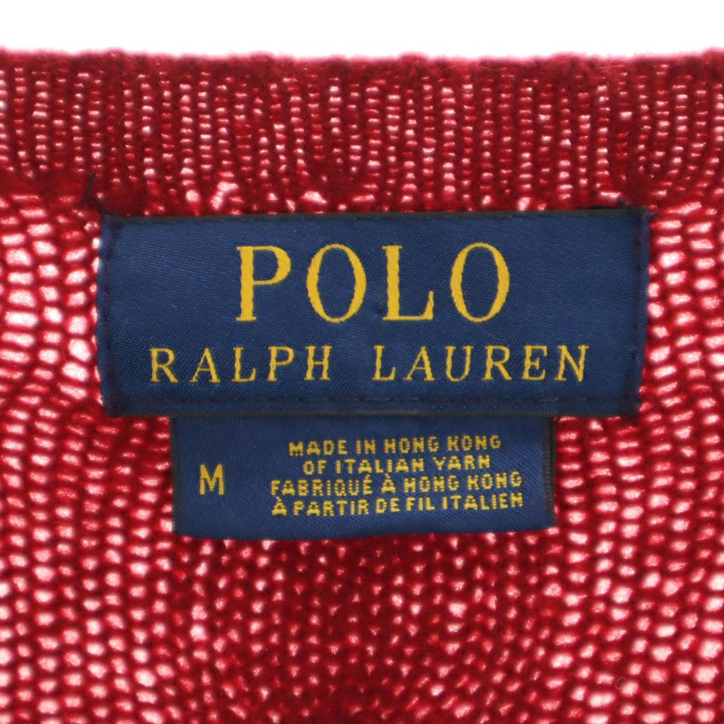 POLO RALPH LAUREN wool blend Long sleeve cable sweater M Red knit Women Used