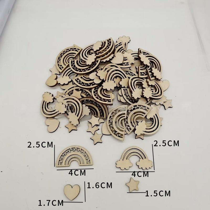

100Pcs Wood Rainbow Clouds Cutouts Ornaments Blank Wood Slices for DIY Craft Tags Wedding Birthday Holiday Hanging Decor