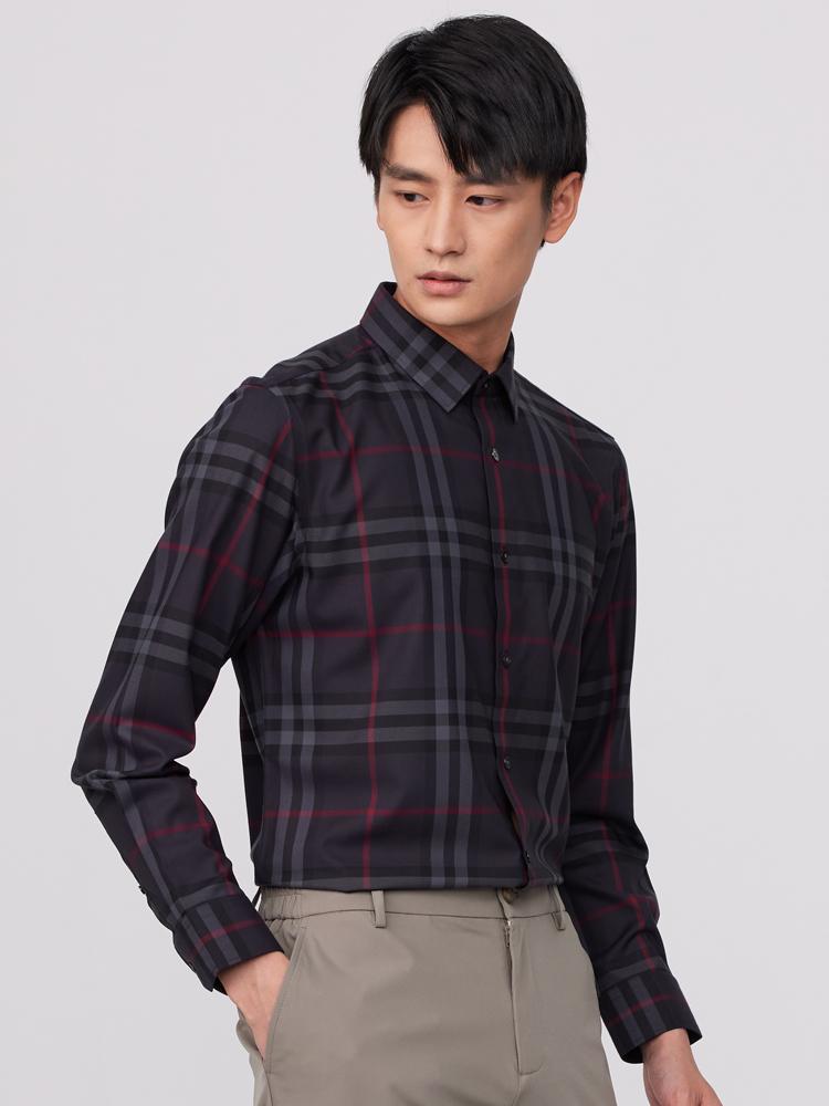 Men's Stylish Checkered Pattern Print Dress Shirt, Casual Breathable Comfy Slight Strech Button Up Long Sleeve Shirt Top For Outdoor Activities