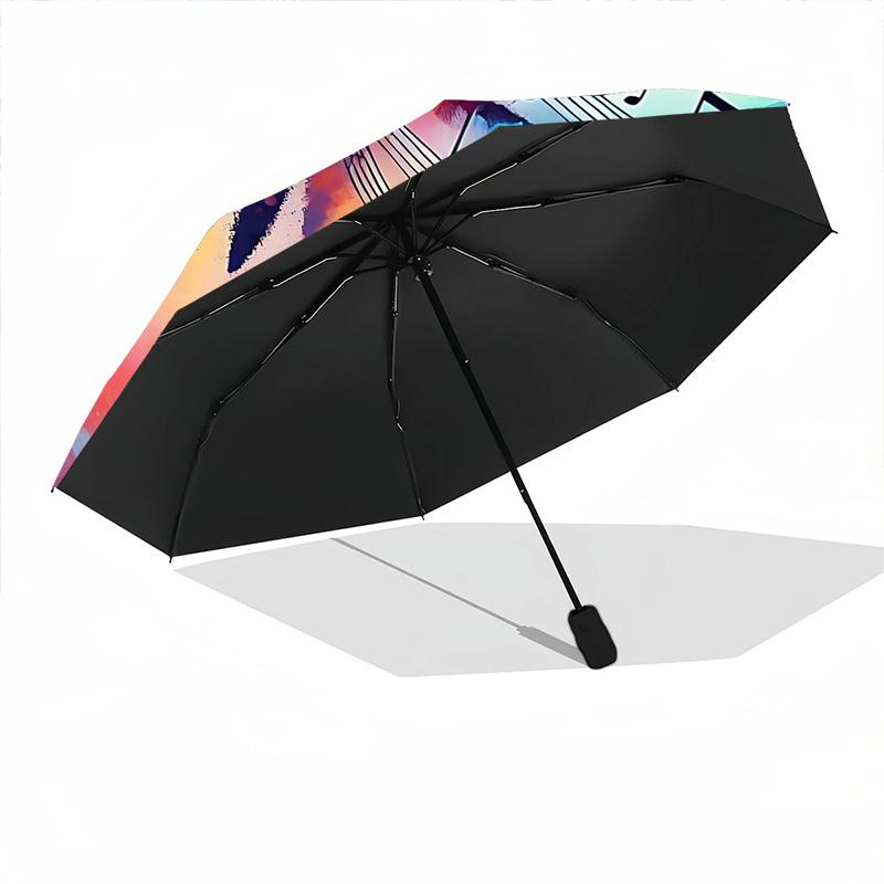 1pc Music Butterfly Automatic Folding Umbrella - Compact 8-Rib Design, Durable Plastic & Iron, Lightweight for Outdoor Daily Use111