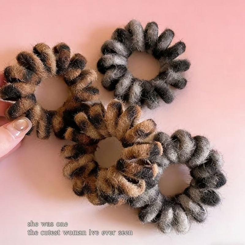 Korean Leopard Print Plush Elastic Hair Ties - Autumn/Winter Collection