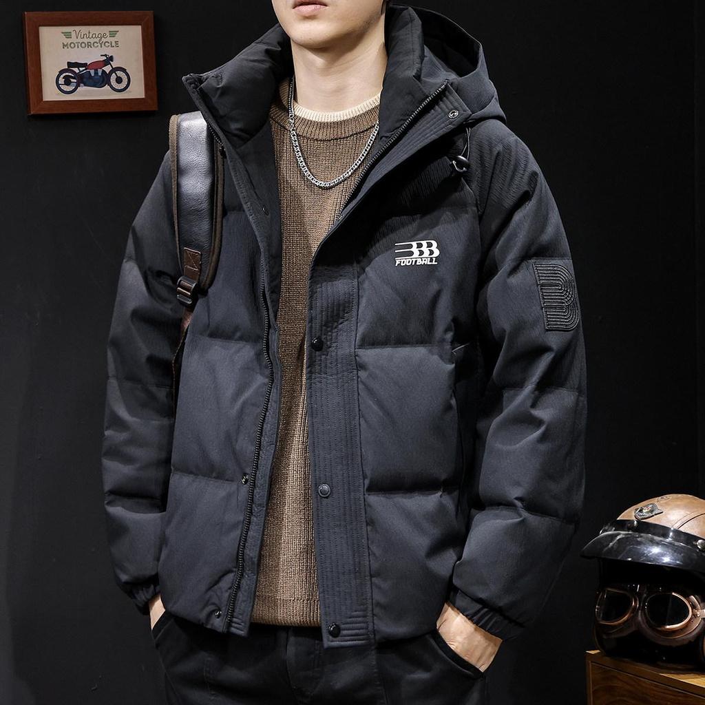 Men's 2025 Thick Warm Hooded Down Jacket - Windproof, Trendy Autumn/Winter Outerwear, Plus Size Available.