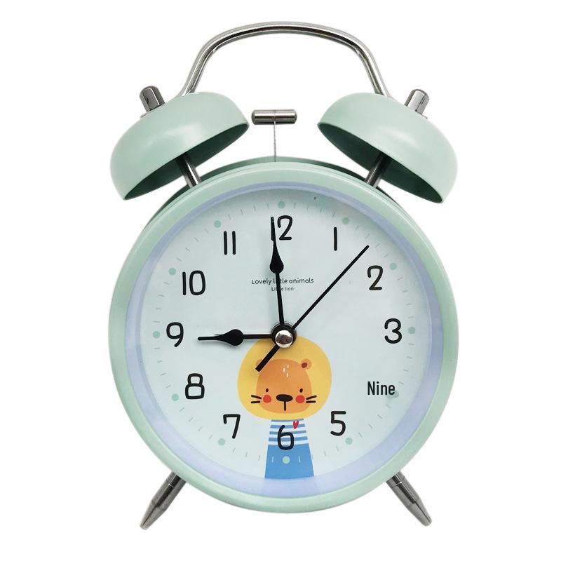 4" Silent Metal Alarm Clock with Light & Customizable Logo for Kids/Students