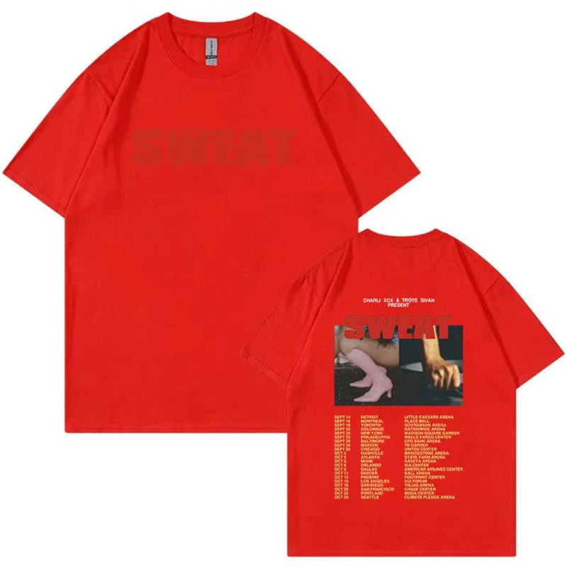 Charli XCX SWEAT Tour 2024 Brat T Shirt Unisex Women Vintage Harajuku Fashion Tshirts Hip Hop Oversized Cotton Tshirt Streetwear