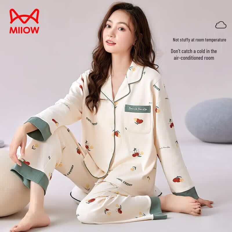 MIIOW Women's Anti-Mite Cotton Maternity & Nursing Pajamas