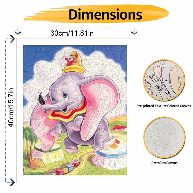 Disney Dumbo Flying Circus Oil Painting Art Handmade Diy Painting Home Decoration Gift