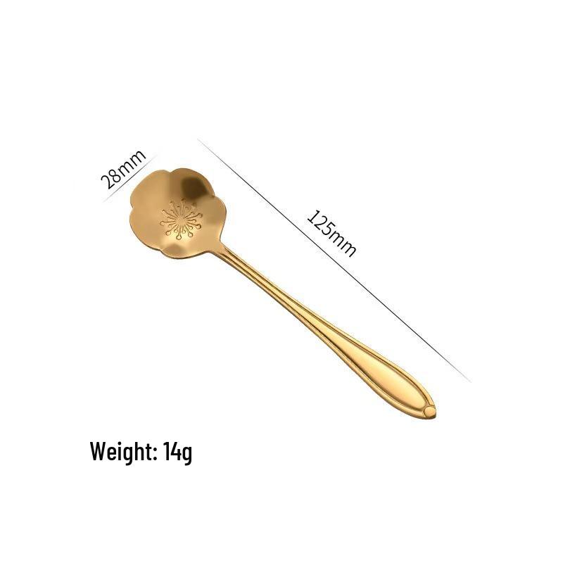Cherry Blossom Stainless Steel Long Handle Stirring Spoon for Coffee, Dessert, and Honey