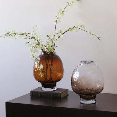 Relief Vase Glass Vase Flower Arrangement Accessories Gradient Color Hydroponics Terrarium Home Decoration Accessories