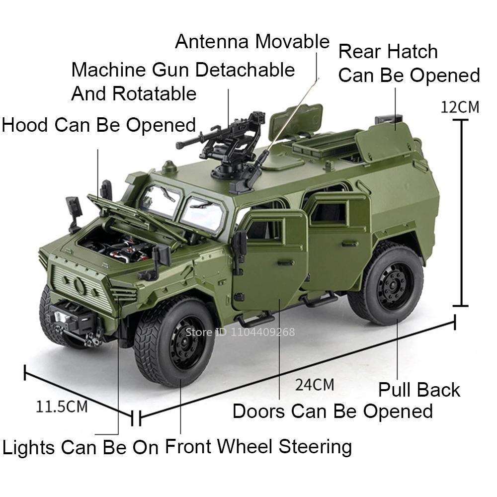 Large Size 1:18 UAZ Hunter Dongfeng Mengshi Car Model Toy Alloy Diecast Doors Opened Military Vehicles Models for Kids Gifts