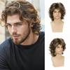 European and American Style Men’s Fashion Long Curly Synthetic Wig Natural Look Fluffy Full Wig