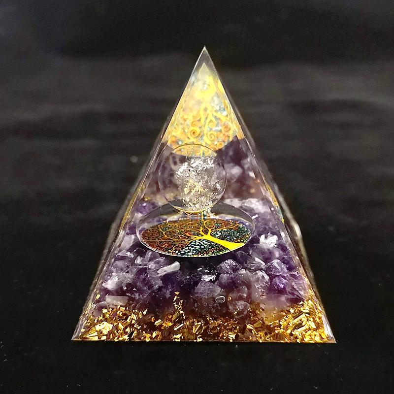 Handmade Gold Letter Pyramid with Natural Crystal Gravel Decor 5 cm